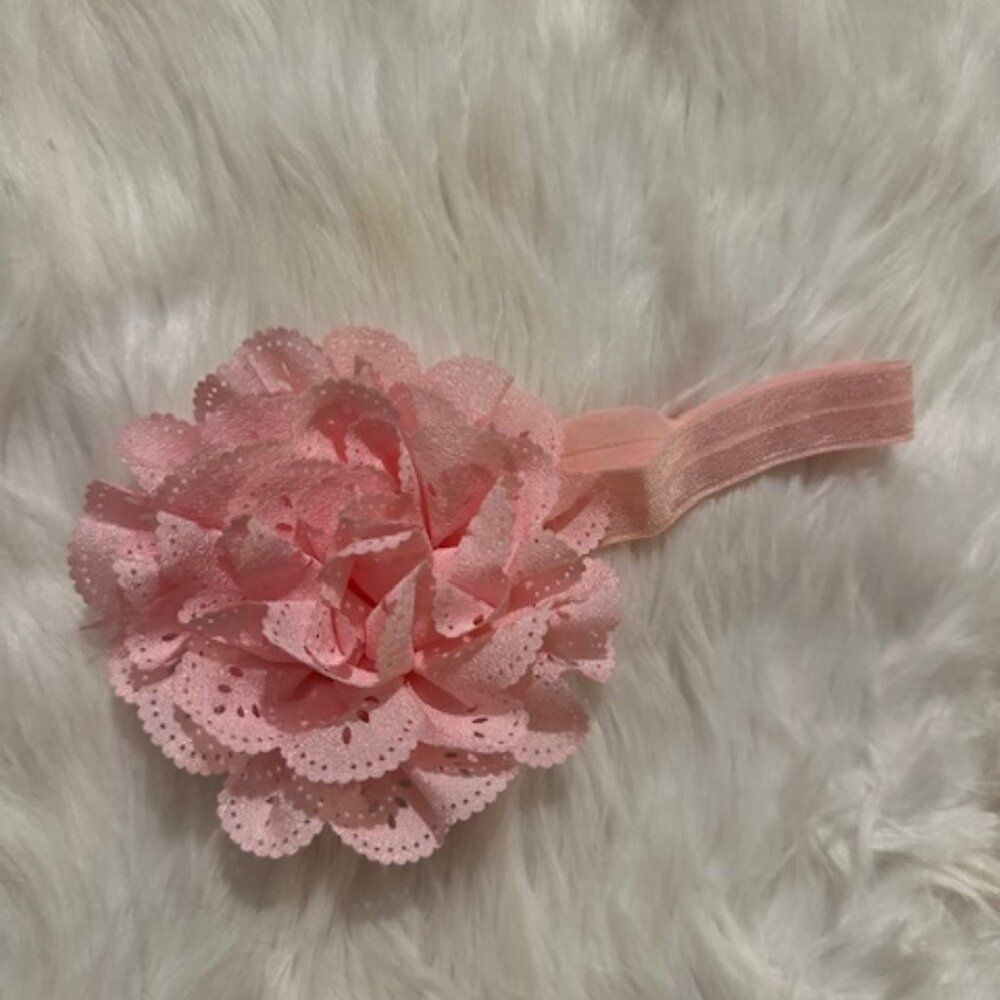 ***** Pink Eyelet Flower Headband  7450  Handmade NWT Boutique